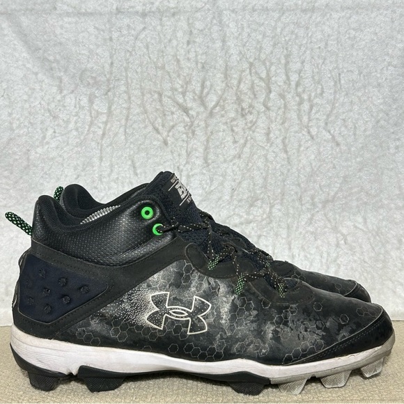 Under Armour Mens Black Harper Mid RM Baseball Softball Cleats Shoes SZ US 10.5 - Picture 1 of 11